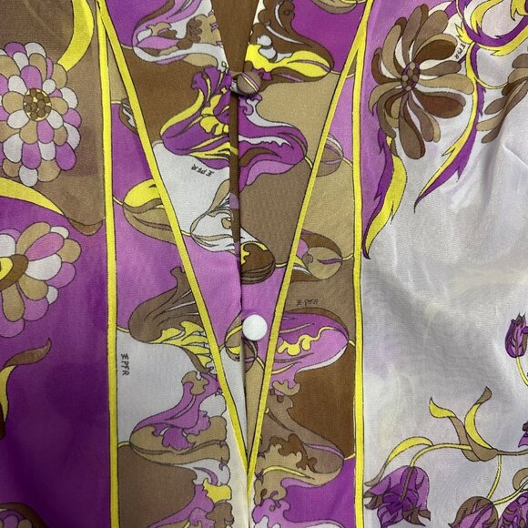Emilio Pucci Formfit Rogers Vtg 60s Slip & Robe Set Size S/M Mod Print Sheer - Picture 14 of 16